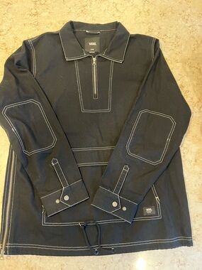 Vans Black Jacket with White Logo and Stitching